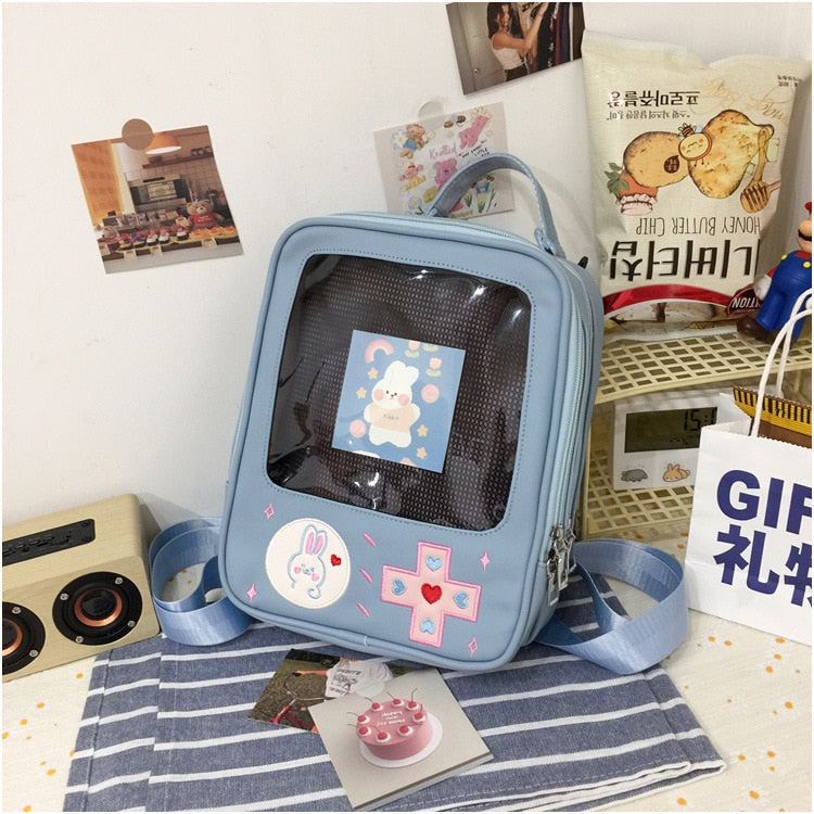 Cute Clear Kawaii Ita Bag Backpack Game Machine Style Transparent Rucksack Ita Shoulder Bag Bunny Girls Lolita Backpack H225