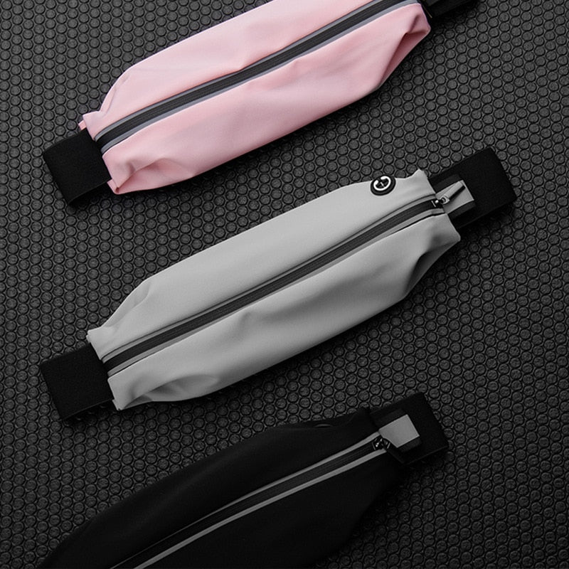 New Sports Running Waist Bag Casual Solid Zipper Elastic Waterproof Reflective Phone Case Leisure Sports Bag