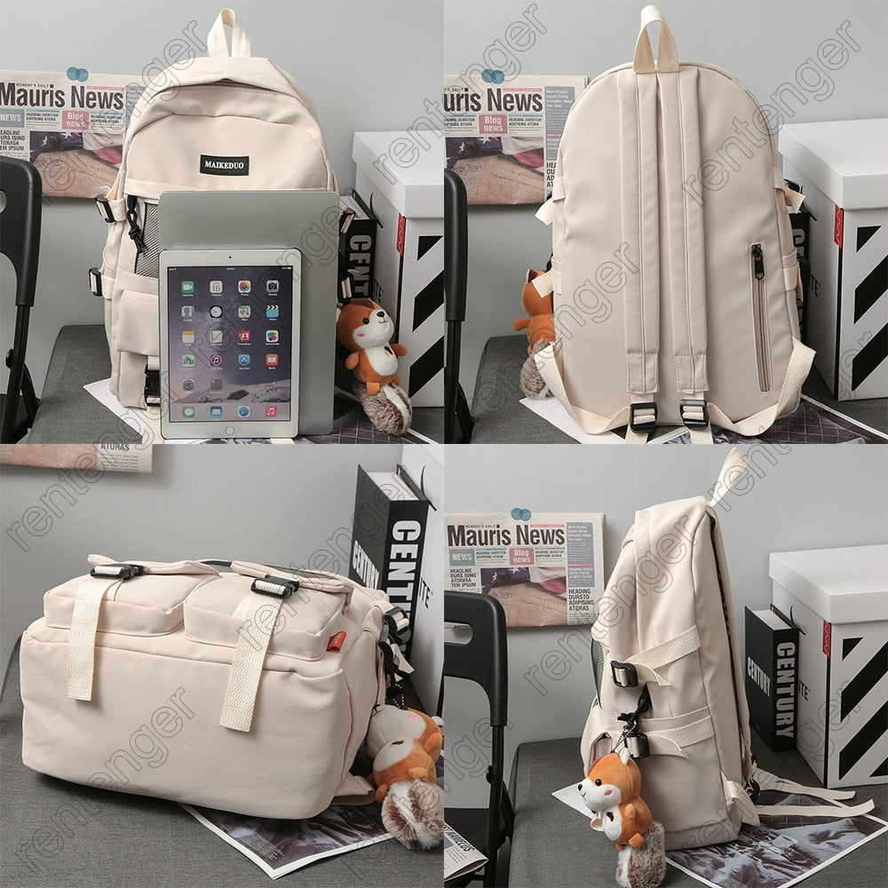 College Mesh Ladies Backpack Waterproof Female Fashion School Bag Laptop Student Girl Backpack Nylon Men Women Net Bag Book Male