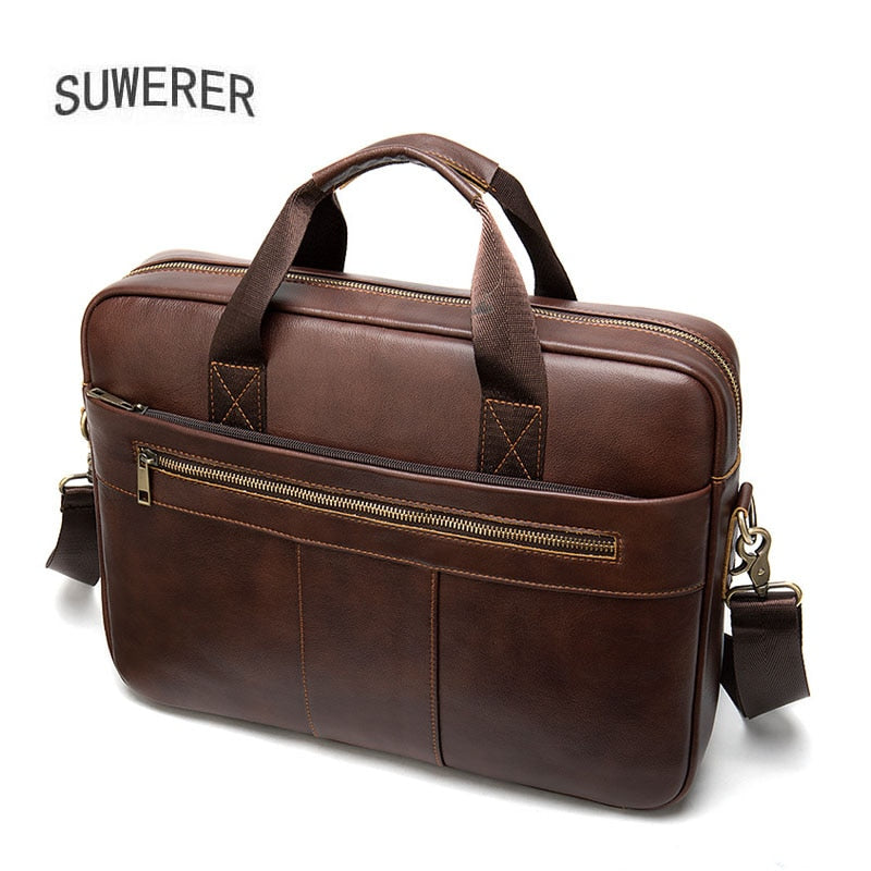 Genuine Leather business briefcase single shoulder crossbody bags men's bag simple large-capacity portable briefcase