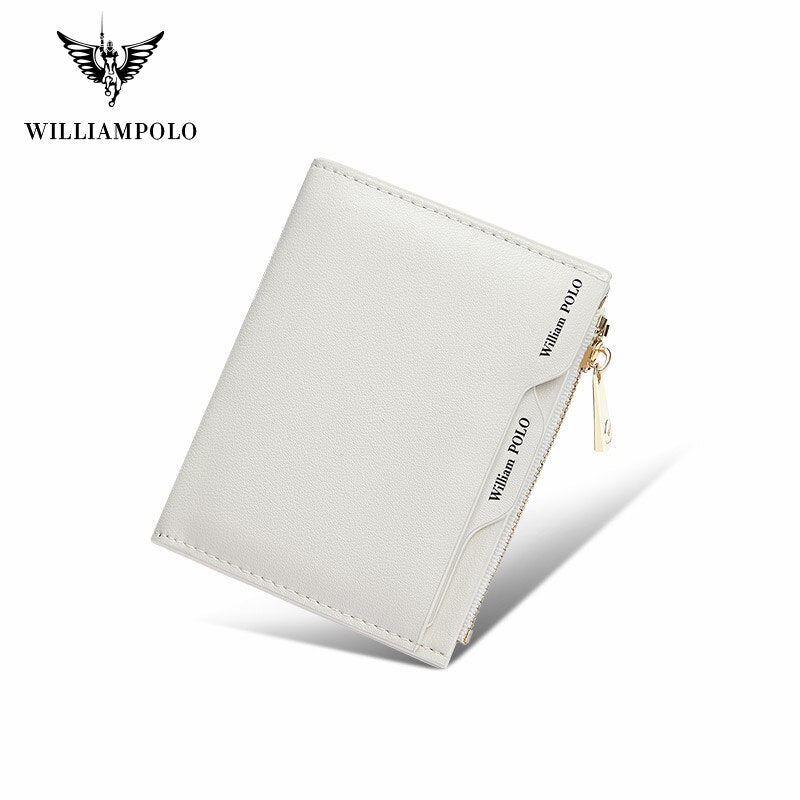 WilliamPOLO Women's Wallet Genuine Leather Luxury Design Purse Fashion Short Money Bag Ladies Card Holder Female Wallets
