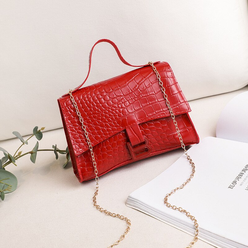 Hot Sale New Women Bags Fashion Crocodile Pattern Shoulder Bag PU Solid Color Small Square Bag Mobile Phone Coin Purse