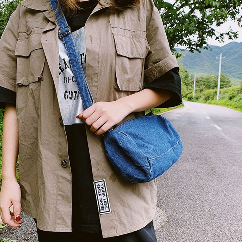 Shoulder Bags Women Vintage Denim Cross-body Adjusted Strap Zipper Leisure All-match Students Daily Brief Stylish Handbags Chic