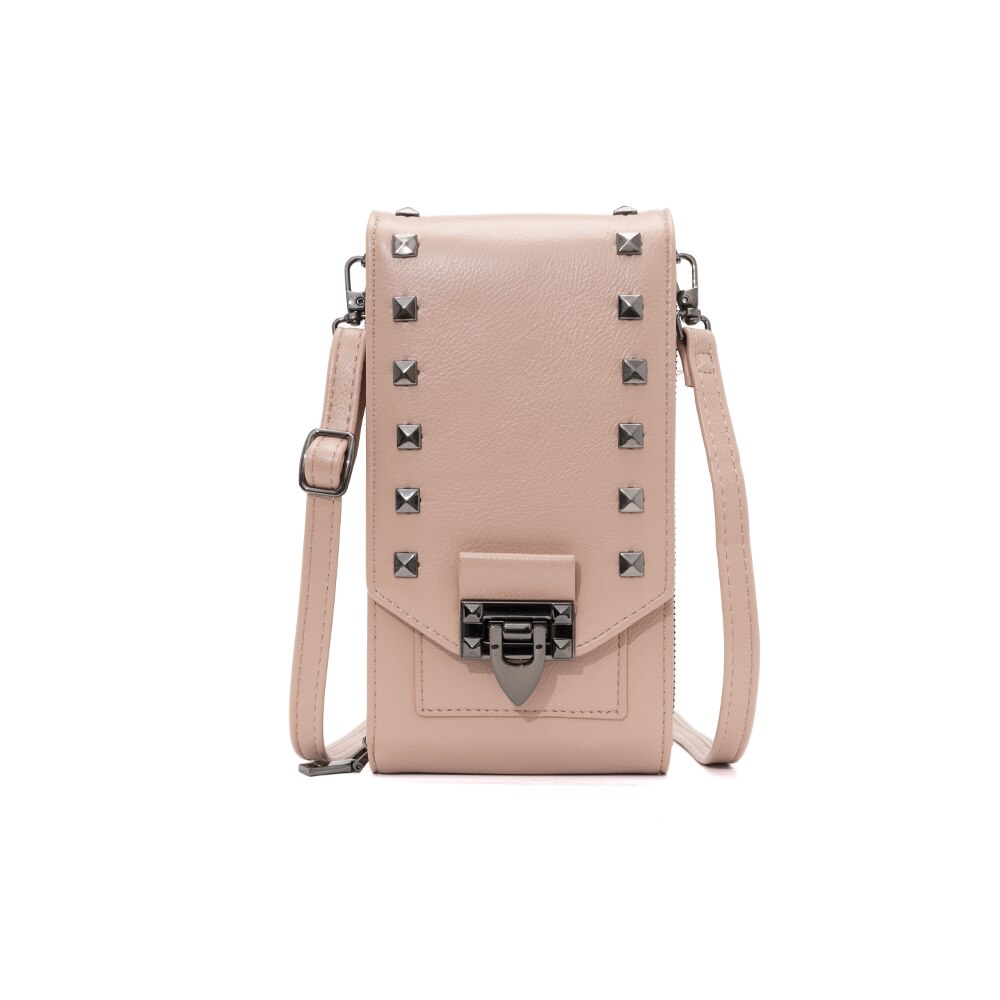 Women Soft Leather Rivet Wallets Cell Phone Purse Crossbody Shoulder Strap PU Handbag For Female Cheap Women Messenger Bag