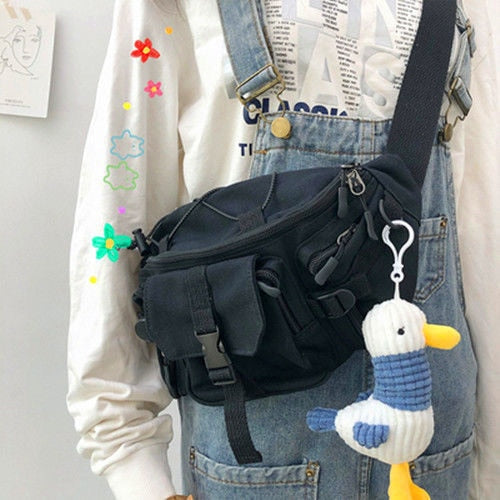 Harajuku Techwear Canvas Sling Bag Gothic Crossbody Bags For Women Handbag Purses And Handbags Bolsas Feminina Shoulder Frog