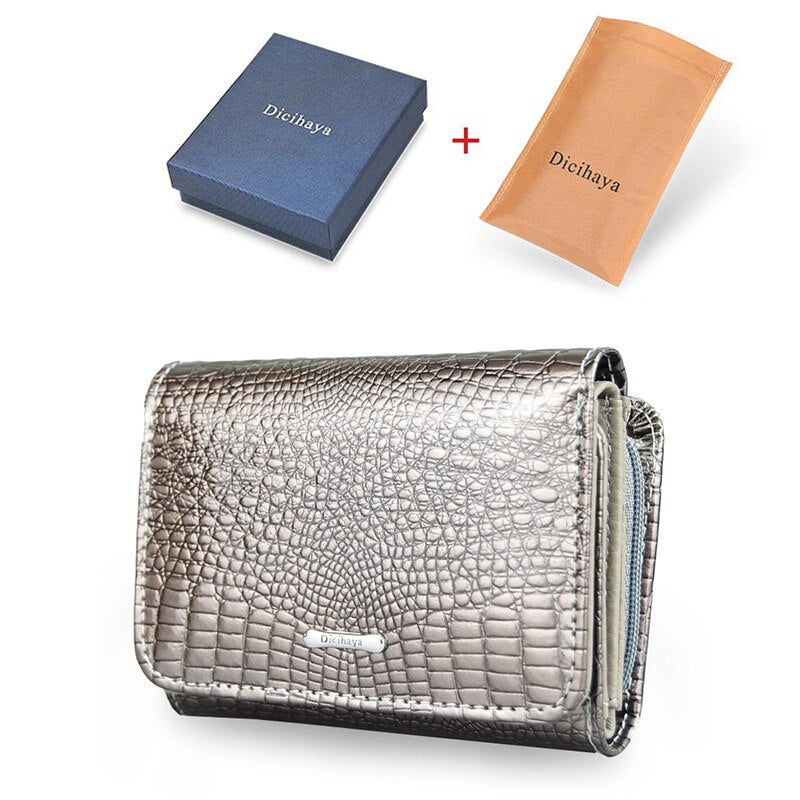 DICIHAYA Short Wallet Women Coin Wallets Red Coin Purse Genuine Leather Lady Zipper Design With Coin Purse Pockets Small Wallet