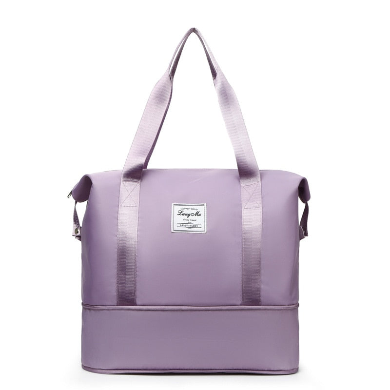 Fashionable Dry And Wet Separation One-Shoulder Carry-On Duffel Bag, Lady Large Capacity Extended Travel Bag