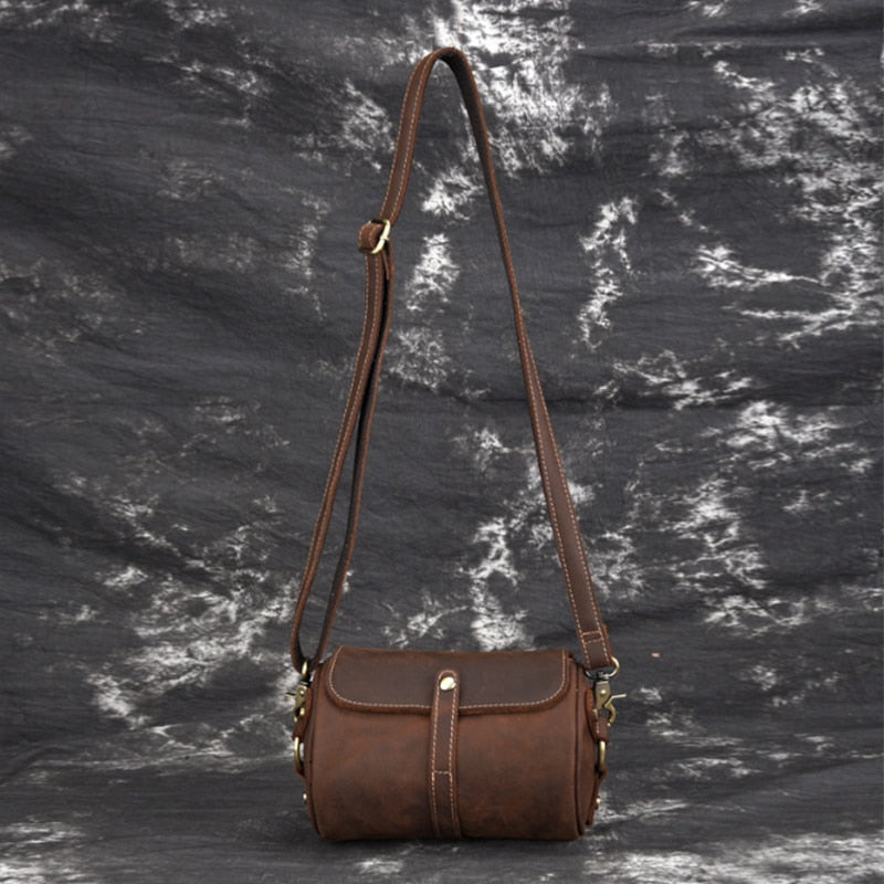 Newsbirds Women Genuine Leather Shoulder Bag Round Shape Soft Crossbody Bag For Phone Wallets Personality messenger bag lady