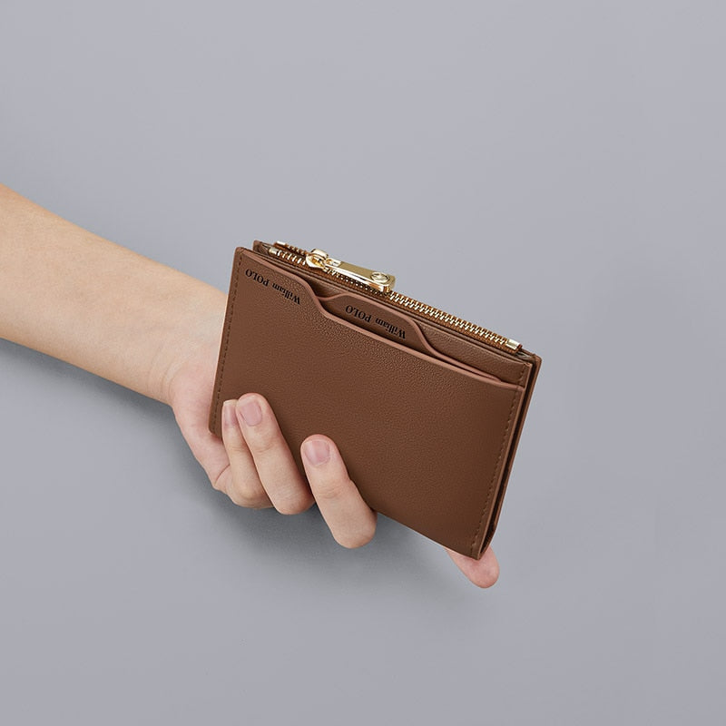 WilliamPOLO Women's Wallet Genuine Leather Luxury Design Purse Fashion Short Money Bag Ladies Card Holder Female Wallets