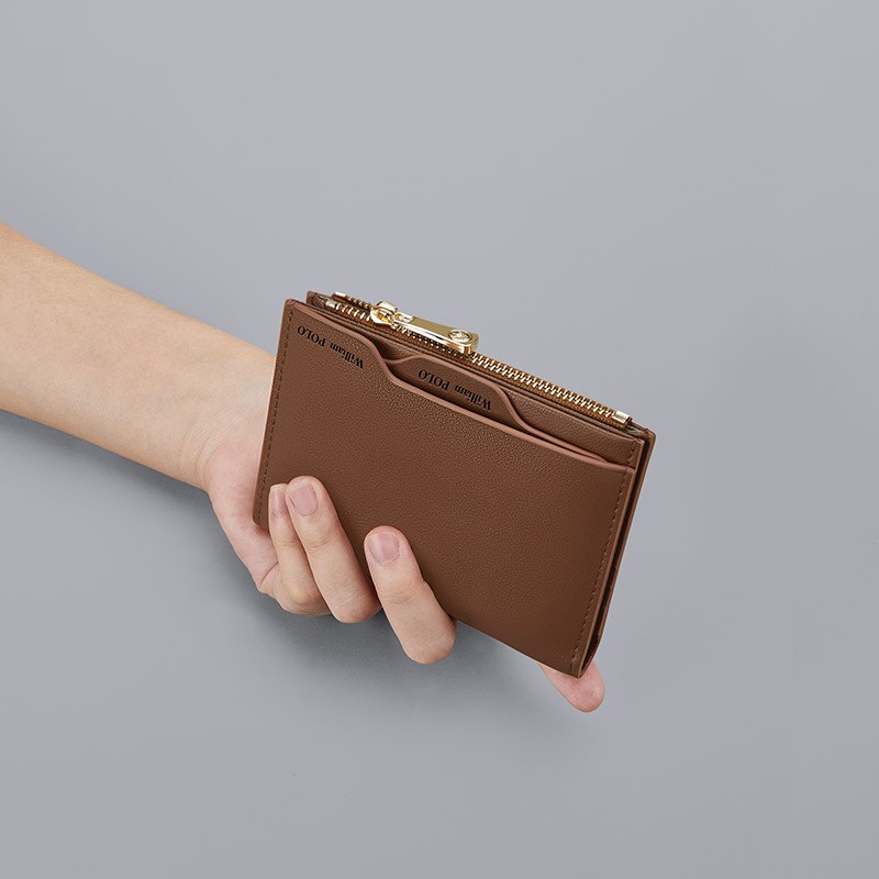 WilliamPOLO Women's Wallet Genuine Leather Luxury Design Purse Fashion Short Money Bag Ladies Card Holder Female Wallets