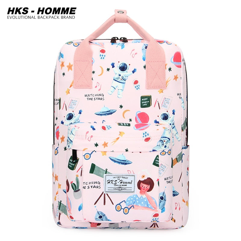 Fashion Women Backpack for School Teenagers Girls Stylish School Bag Ladies Canvas Fabric Backpack Female Bookbag laptopbag