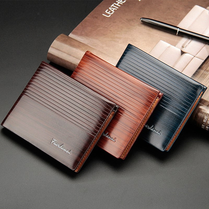 Classic Men Business Purse PU Leather Solid Slim Wallet Bifold Short Credit Card Holders Coin Purses Classic Men Wallets