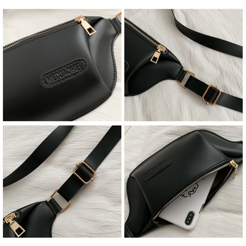 Fashion Women Solid Color Crossbody Bag Casual Ladies PU Leather Fanny Packs Small Purse Vintage Pure Color Leather Bag
