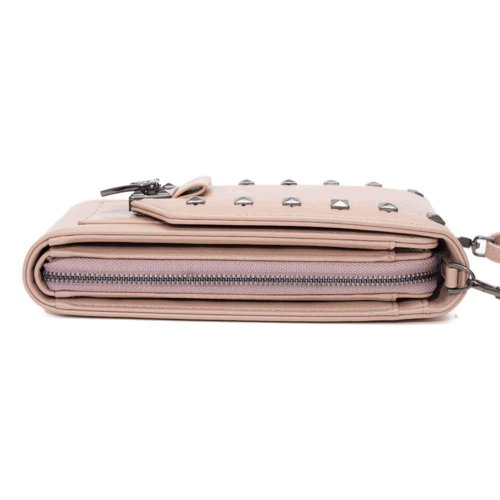 Women Soft Leather Rivet Wallets Cell Phone Purse Crossbody Shoulder Strap PU Handbag For Female Cheap Women Messenger Bag
