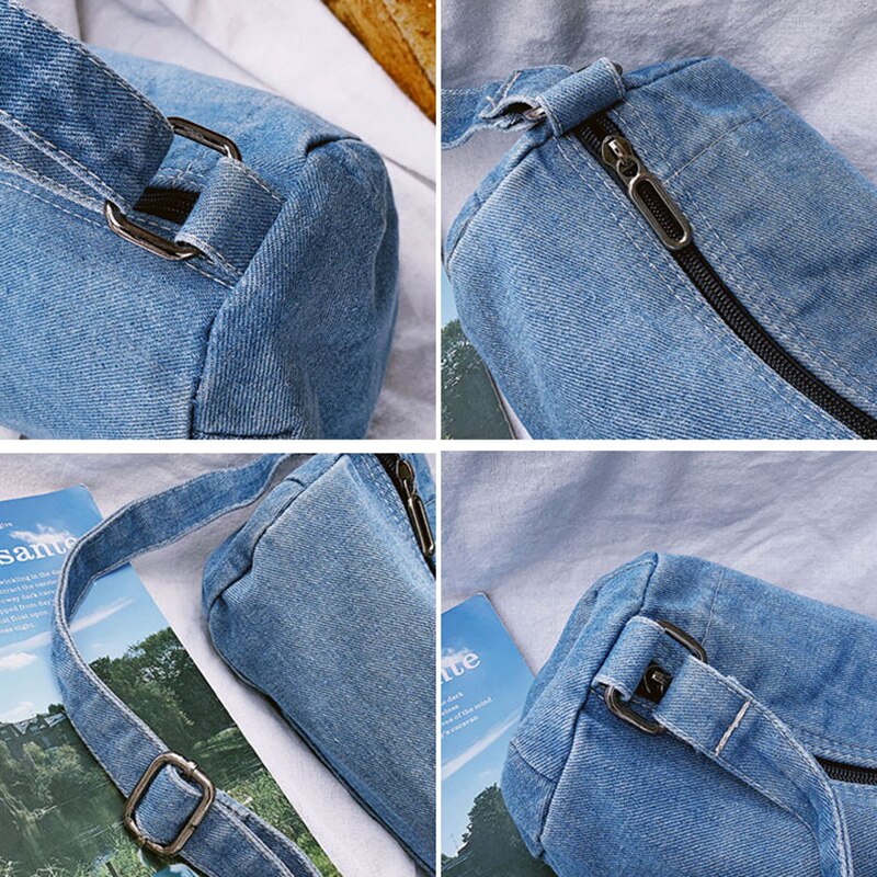 Shoulder Bags Women Vintage Denim Cross-body Adjusted Strap Zipper Leisure All-match Students Daily Brief Stylish Handbags Chic