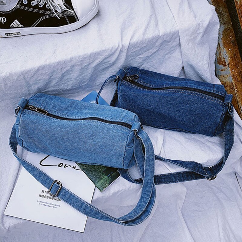 Shoulder Bags Women Vintage Denim Cross-body Adjusted Strap Zipper Leisure All-match Students Daily Brief Stylish Handbags Chic