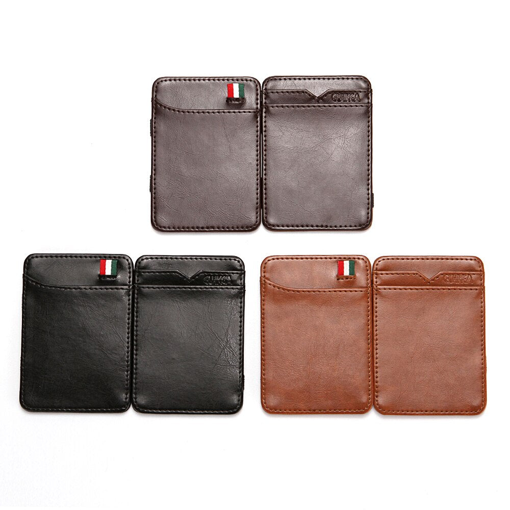 CUIKCA Magic Wallet Thread Unisex Wallet Purse Magic Money Clip Elastic Band Slim Leather Wallet Business ID Credit Card Case
