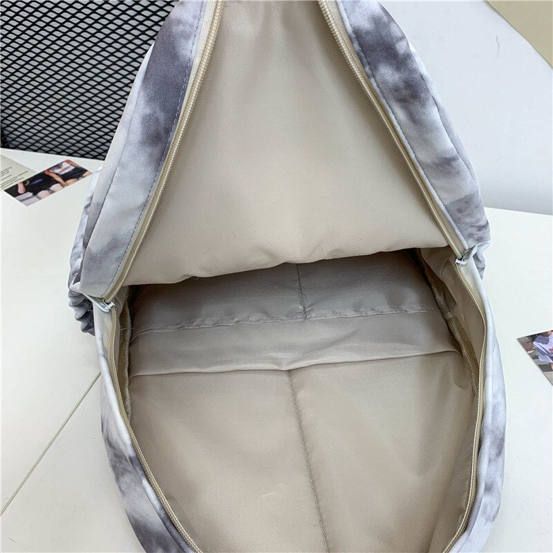 New Tie-dye Canvas Women Backpack Female Lovely Travel Bag Teenage Girls High Quality Schoolbag Lady's Knapsack Small Book Bag