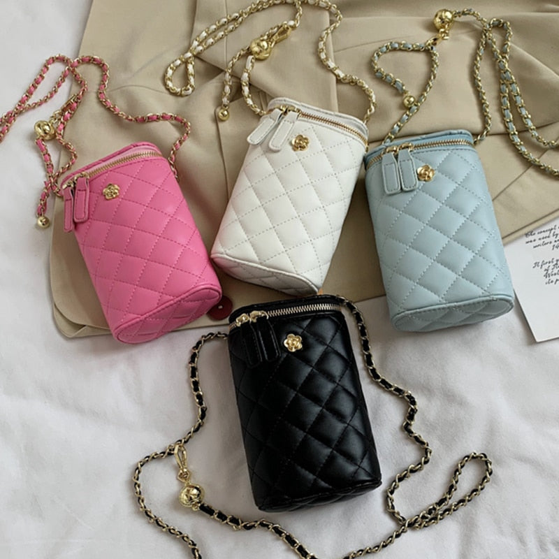 с доставкой Luxury Quilted PU Leather Crossbody Bags Women Cute Shoulder Tote Female Lady Elegant Branded Chain Purses