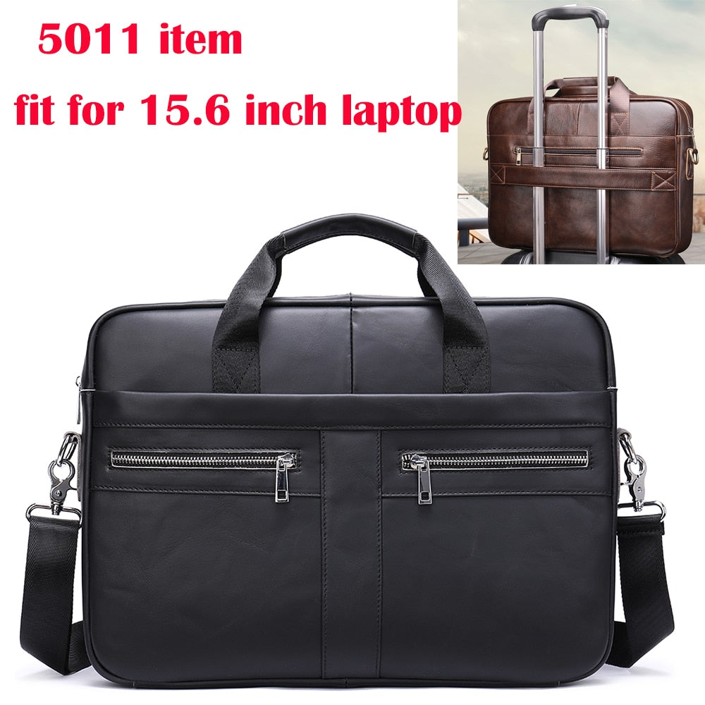WESTAL Men's Bag Genuine Leather Men Briefcase for Laptop 14 Messenger Men's Leather Bag Business Portfolio for Document A4 7022