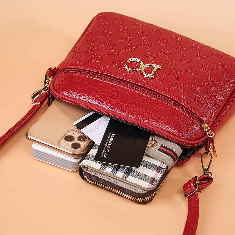 New Women's Net Red Small Round Fashion Lightweight Multi Side Versatile Single Shoulder Messenger Soft Leather Bag