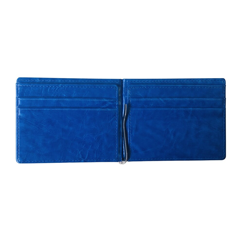 New arrival Slim Men's Leather Money Clip Wallet With Coin Pocket Bank Card Slots A Metal Clamp Cash Holder Purse For Man