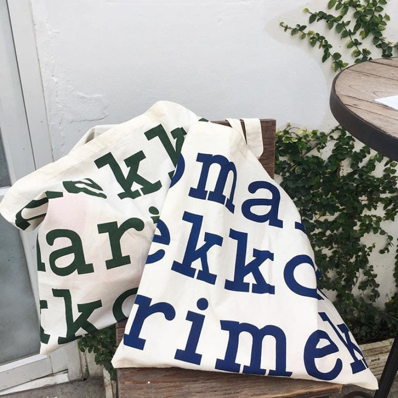 Women Canvas Fabric Shoulder Tote Bag Cotton Creative Letters Handbags Large Capacity Soft Shopping Bags Girls Cute School Bag