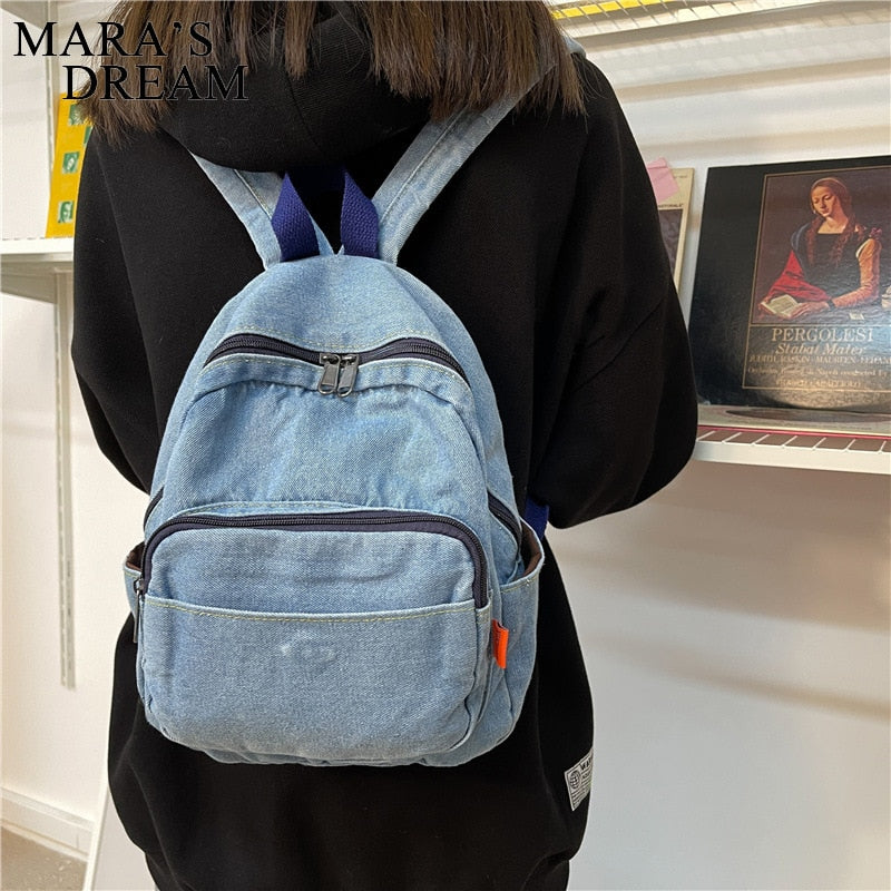 Mara's Dream Casual Large Capacity Denim Women Backpacks High Quality Ladies Daily Travel Bag Teenagers Girls School Schoolbag