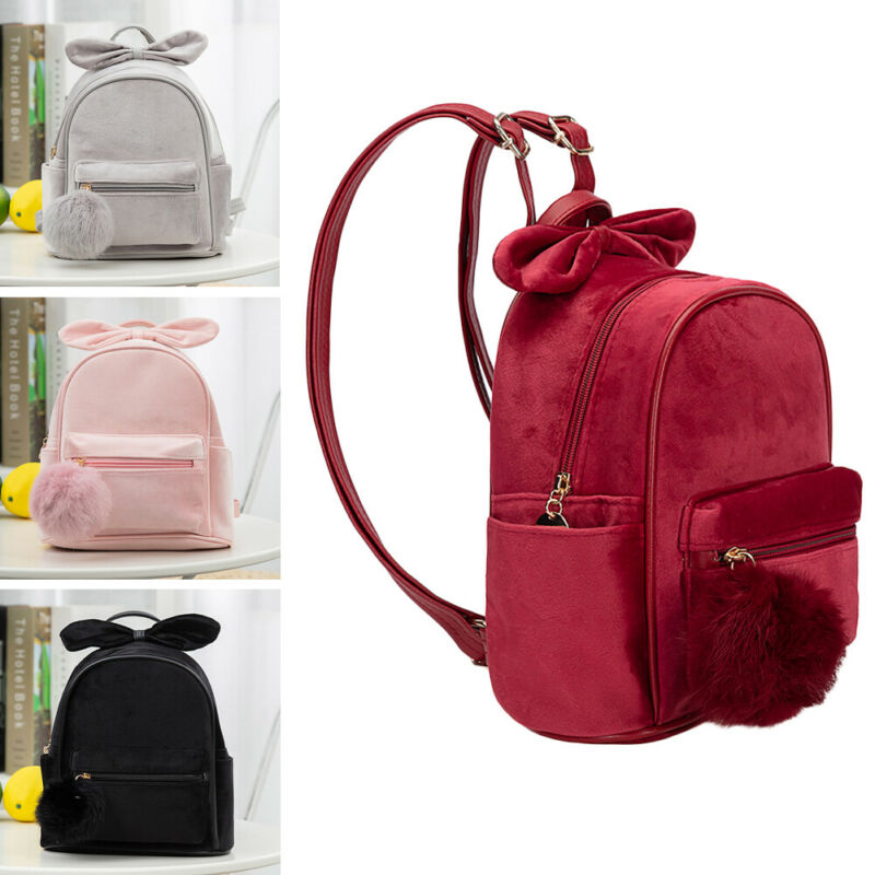Baby Backpacks Kid Toddler Backpack Kindergarten Schoolbag Baby Cartoon Bowknot Shoulder Bag Plush Ball