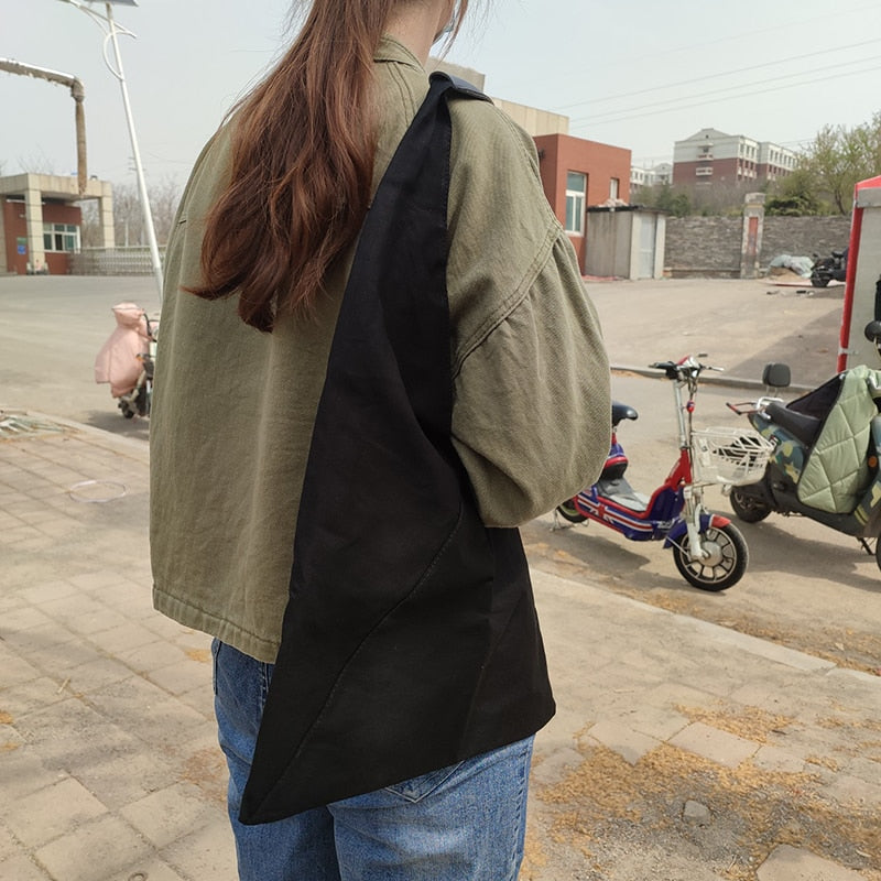 Shoulder Bags Women Harajuku Retro Underarm Canvas Bag New Casual All-match Minimalist Shopping Large Capacity Totes Ulzzang Ins