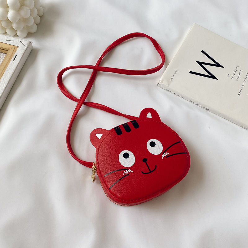 Lovely Children's PU Leather Red Messenger Bag Cute Girls Cartoon Shoulder Bags Princess Accessories Mini Coin Purse Handbags