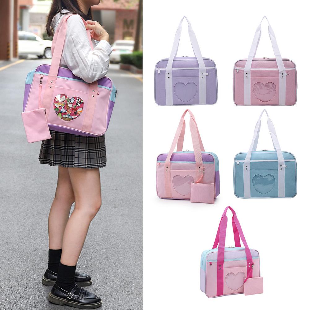 Japanese Preppy Style JK Pink Uniform Shoulder School Bags For Women Girls oxford Large Capacity Casual Luggage Handbags Tote