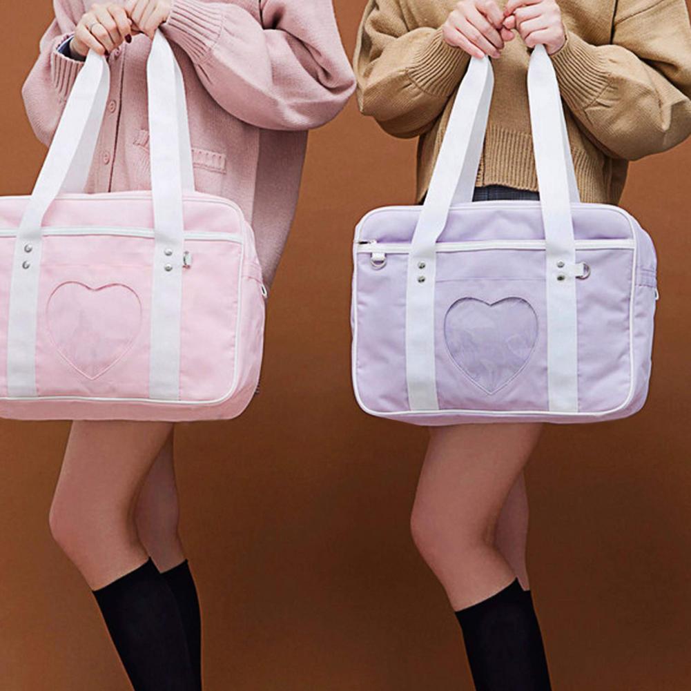 Japanese Preppy Style JK Pink Uniform Shoulder School Bags For Women Girls oxford Large Capacity Casual Luggage Handbags Tote
