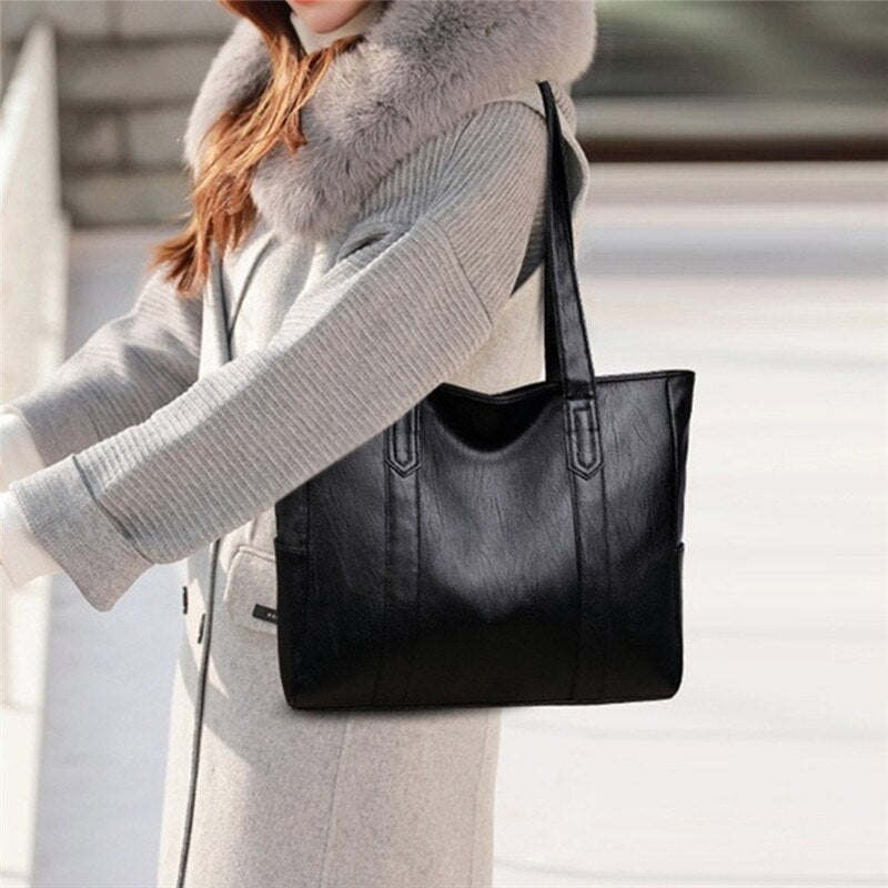 Women Leather Handbags Women's PU Tote Bag Large Capacity Female Shoulder Bags Solid Casual Women Bags Bolsas Femininas