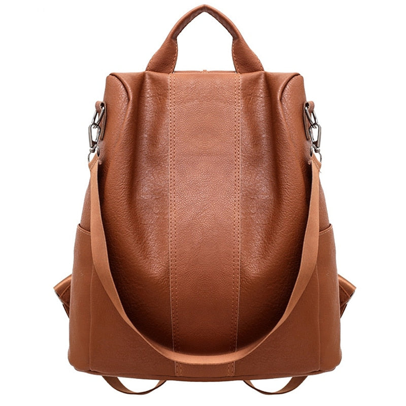 Large Capacity Shoulder Bags School Backpacks For Teenage Girl PU Leather Travel Shoulder Bag Black Bagpack
