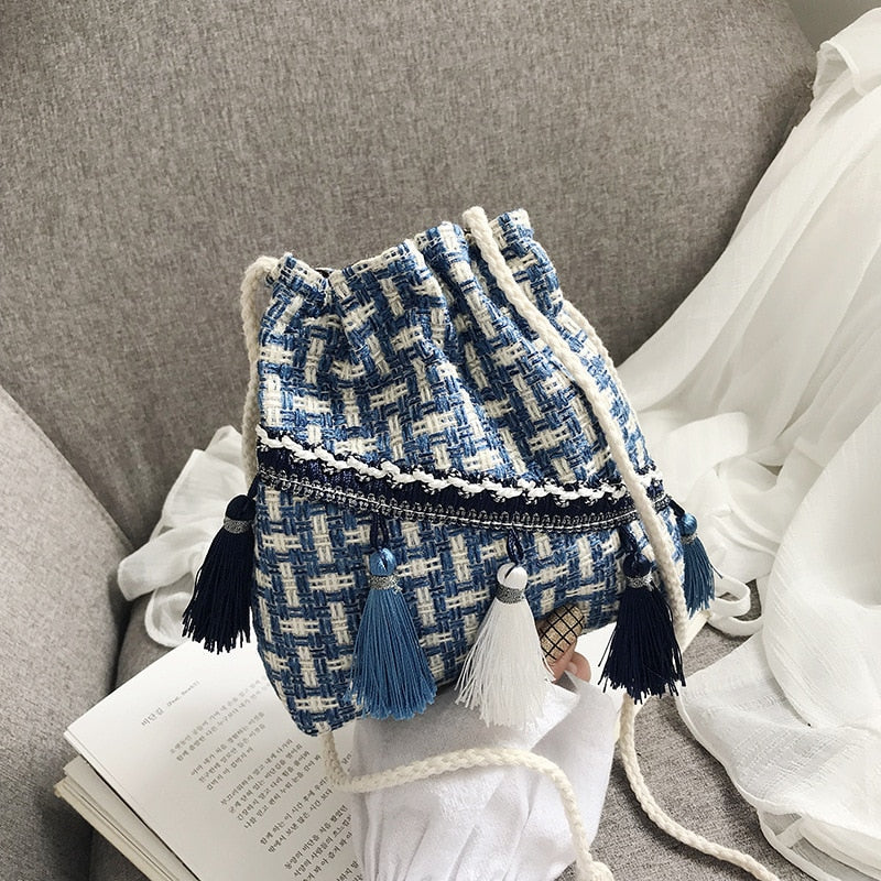 Luxury Handbags Women Bags Designer Mori Small Bag Chinese Style Messenger Shoulder Bag Costume Cloth Purse Tassel Bucket Bag