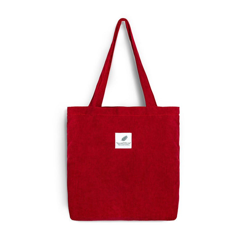 Women Corduroy Shopping Bag Female Canvas Cloth Shoulder Bag Environmental Storage Handbag Reusable Foldable Eco Grocery Totes