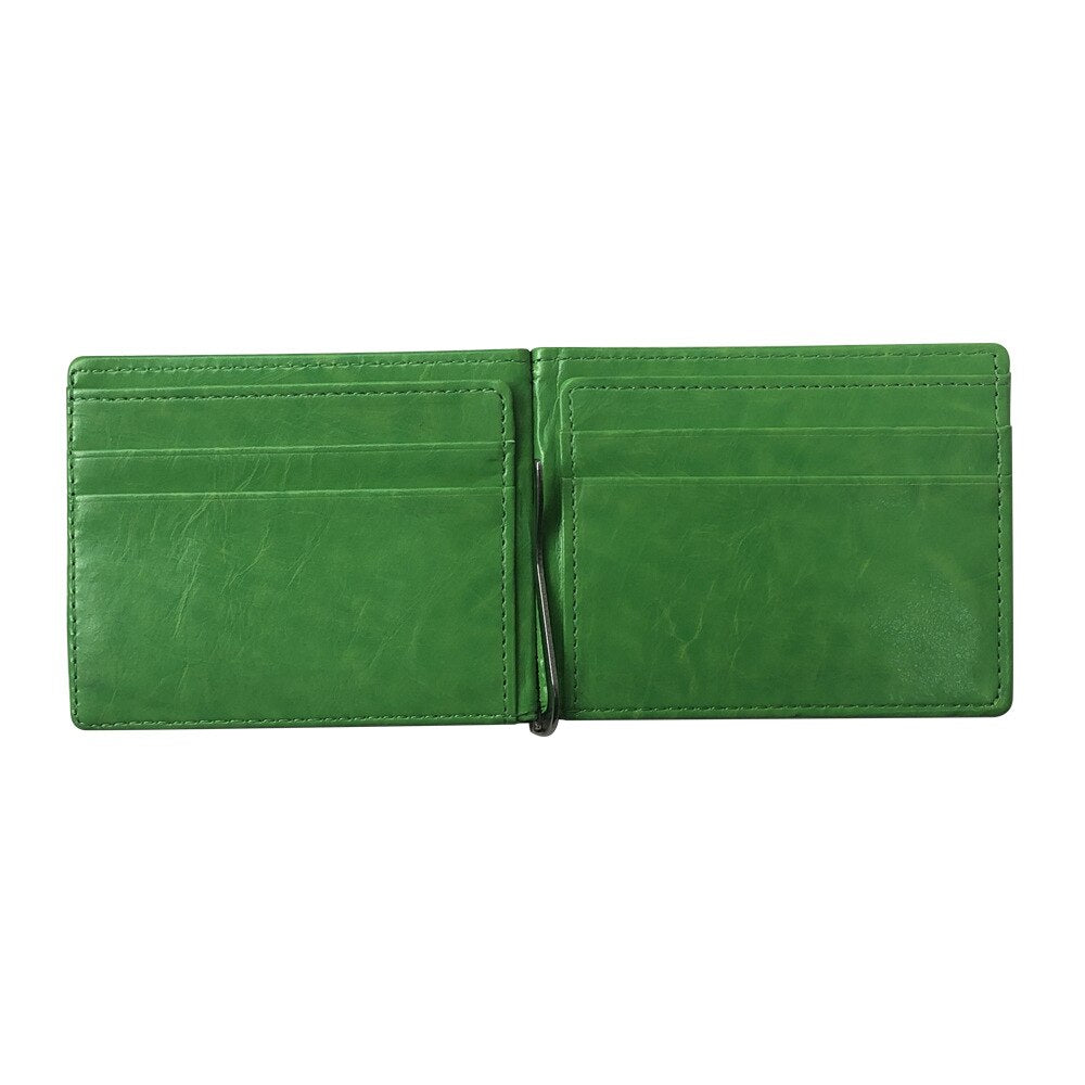 New arrival Slim Men's Leather Money Clip Wallet With Coin Pocket Bank Card Slots A Metal Clamp Cash Holder Purse For Man