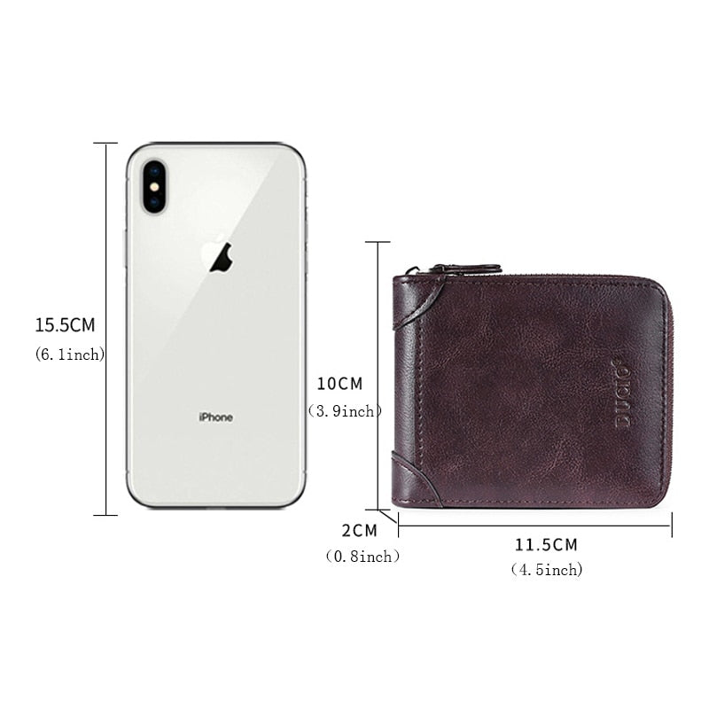 New Vintage Short Mens Wallet High Quality Business Purses Retro Small Leather Wallet Men Luxury Card Holder Zipper Coin Purse