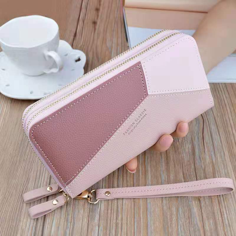 Women's Wallet Good Fashion Ladies Mobile Phone Long New Coin Card Money Color Matching Double Zipper in Hand Strap Features 580