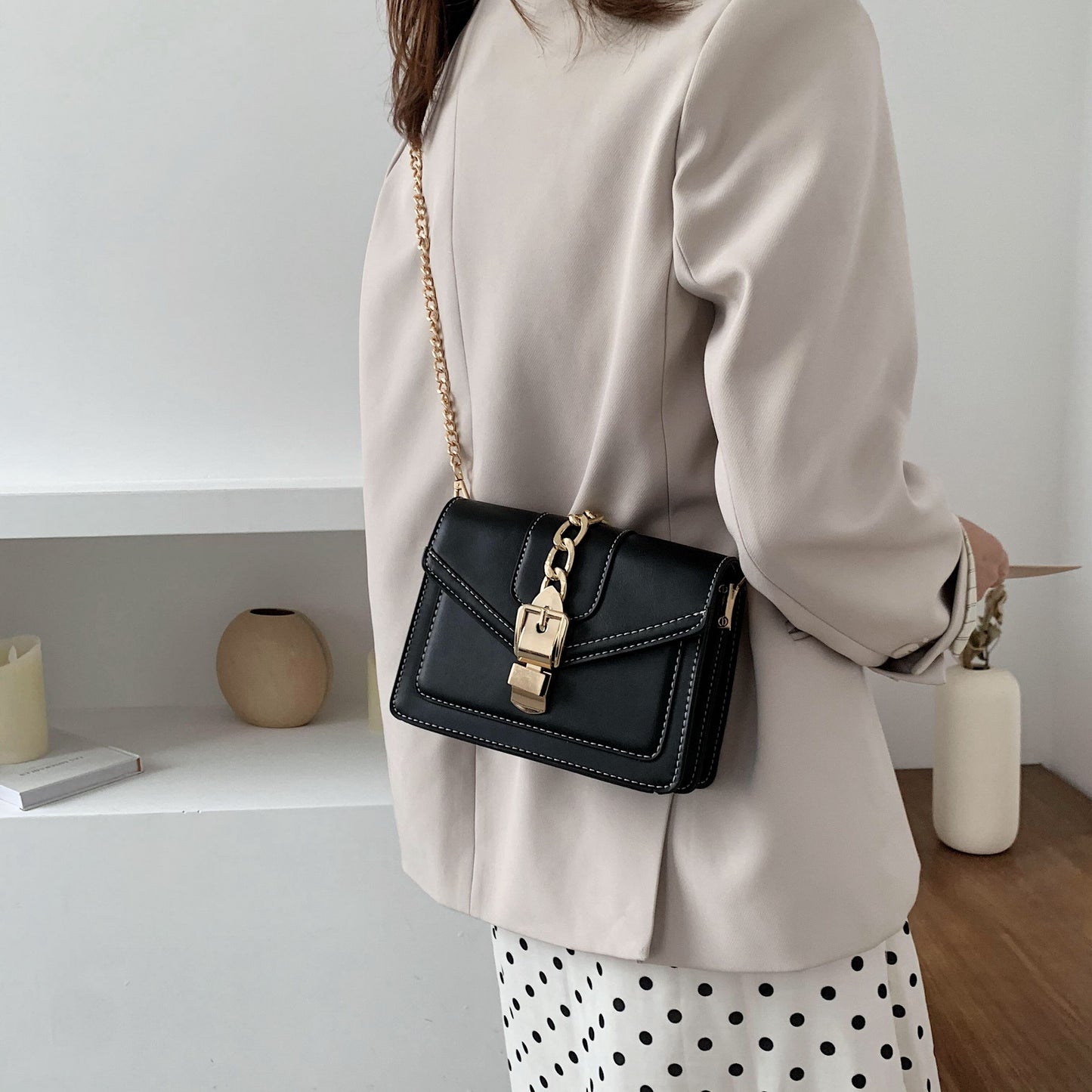 Contrast Color PU Leather Crossbody Bags For Women Summer Travel Small Handbag Shoulder Simple Bag Ladies Cross Body Bag