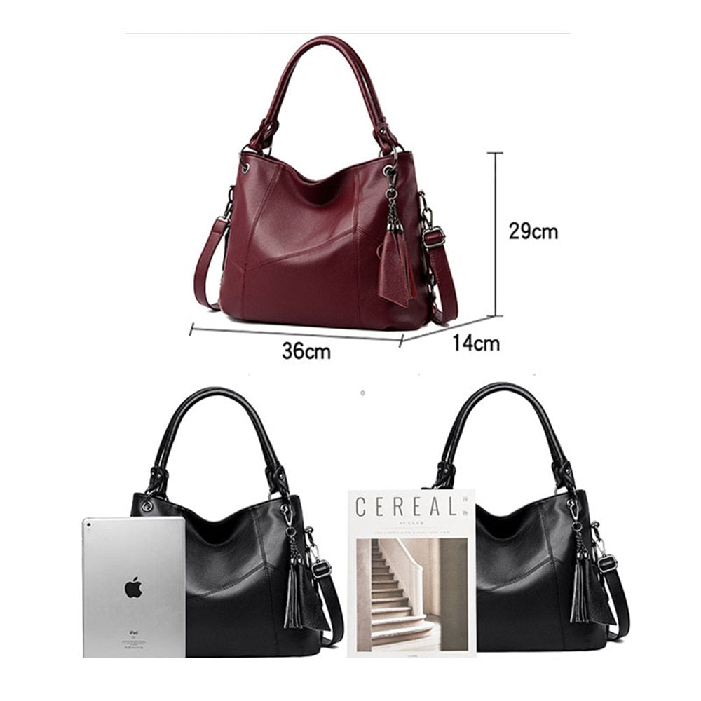 Women Bag Genuine Leather Women's Leather Handbags Luxury Lady Hand Bags With Purse Pocket Women Messenger Bag Big Tote Sac Bols