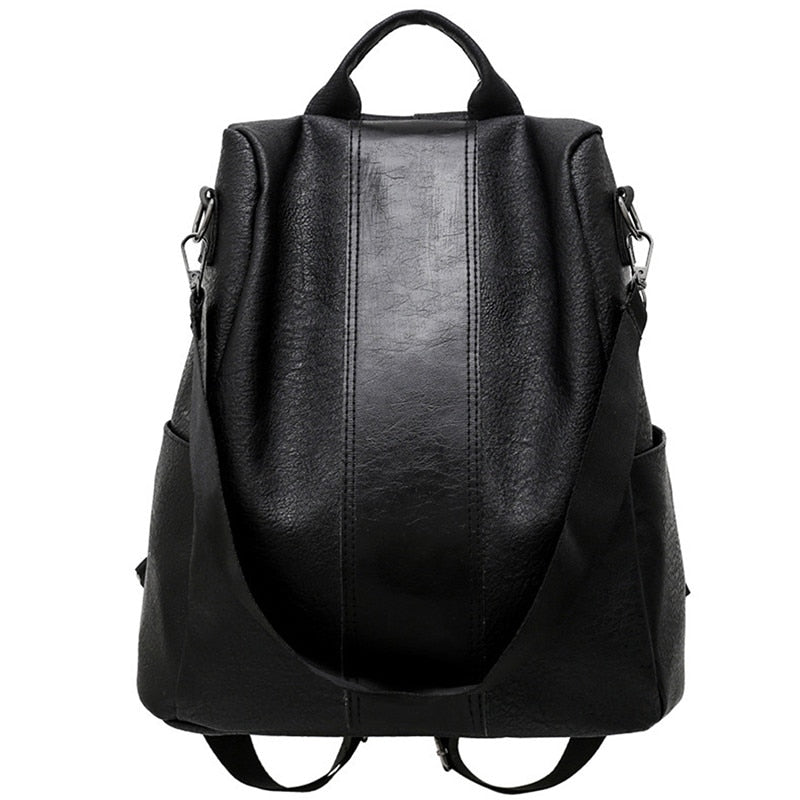 Large Capacity Shoulder Bags School Backpacks For Teenage Girl PU Leather Travel Shoulder Bag Black Bagpack