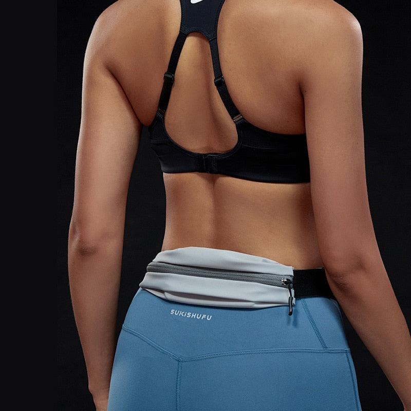 New Sports Running Waist Bag Casual Solid Zipper Elastic Waterproof Reflective Phone Case Leisure Sports Bag