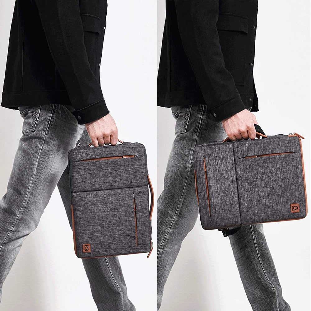 DOMISO Multi-use Strap Laptop Sleeve Bag With Handle For 10" 13" 14" 15.6" 17" Inch Laptop Shockproof Computer Notebook Bag,Grey