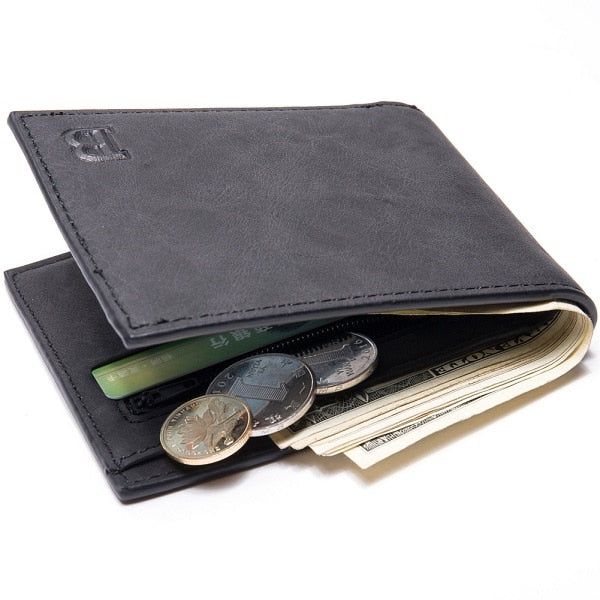 High quality men's retro matte PU leather men Wallets Wholesale short leather wallets card holders purse for men
