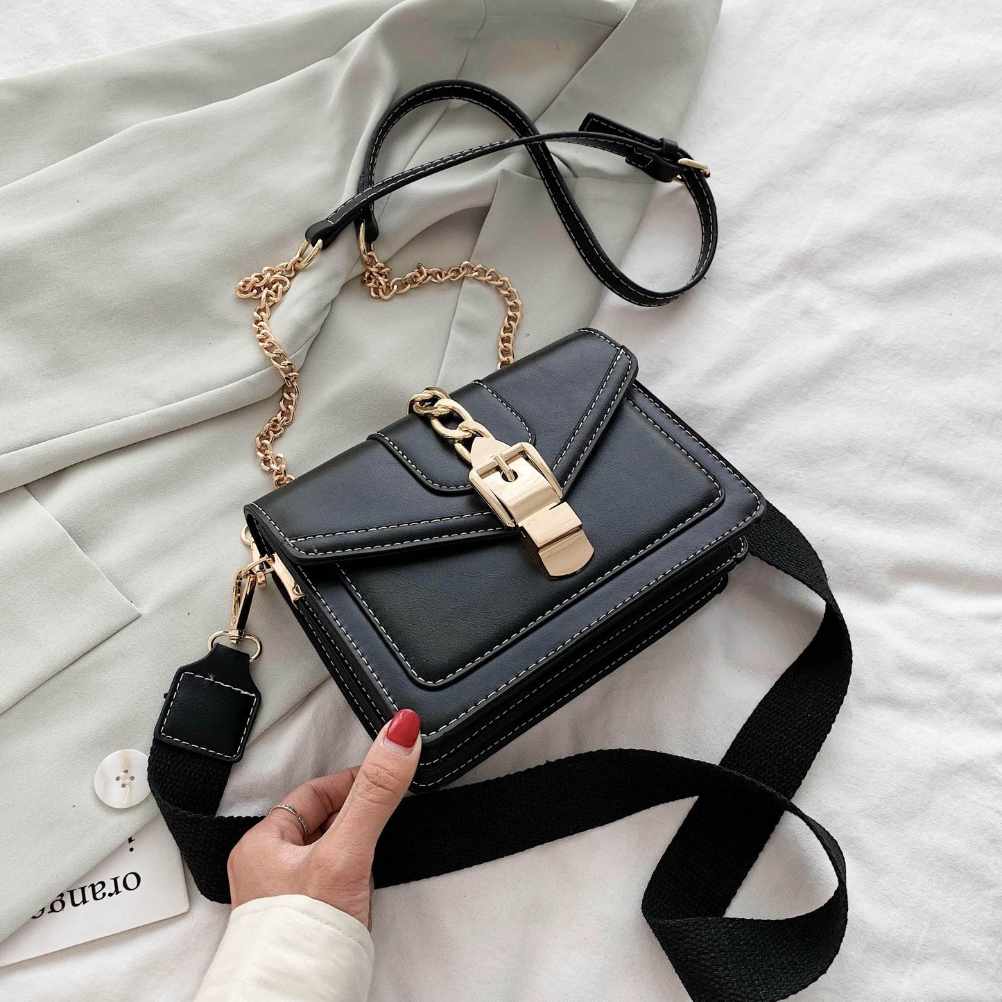 Contrast Color PU Leather Crossbody Bags For Women Summer Travel Small Handbag Shoulder Simple Bag Ladies Cross Body Bag