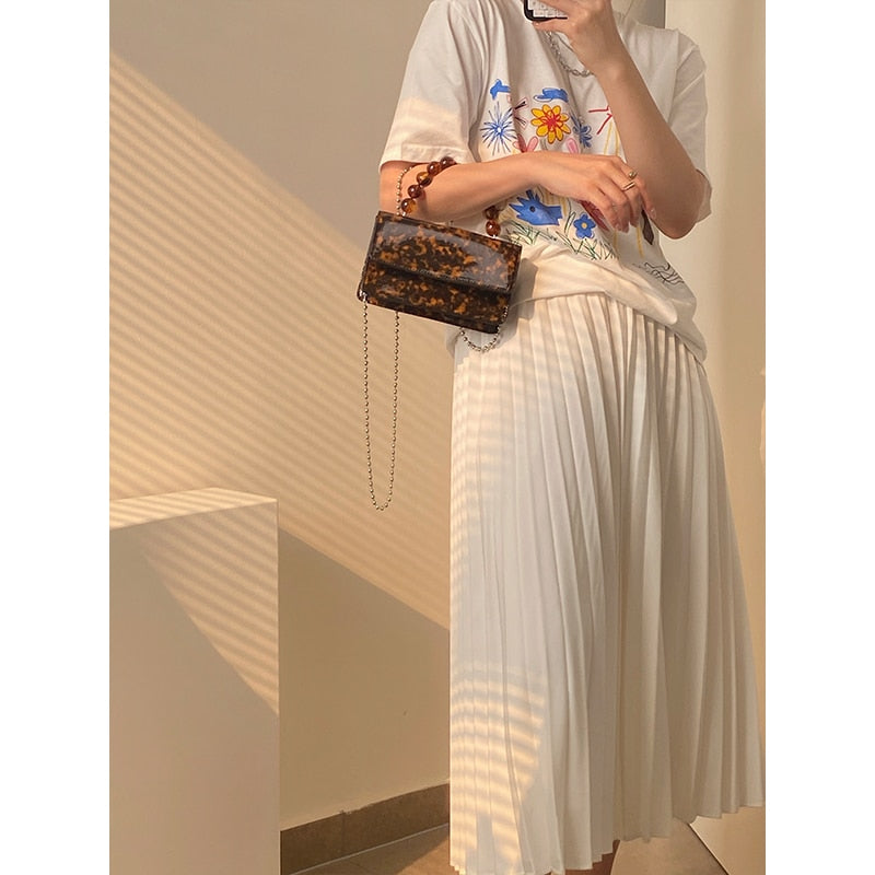 Women's Clutch Purse Female Vintage Beaded Chain Shoulder Crossbody Bags Fashion Ladies Small Square Handbags Tote Bag Bolsos