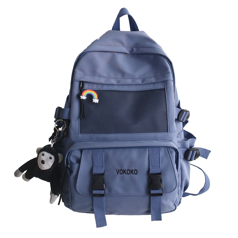 EnoPella Fashion Waterproof Nylon Women Backpack For Girls Travel High Capacity Student BookBag Men Black Laptop Bag