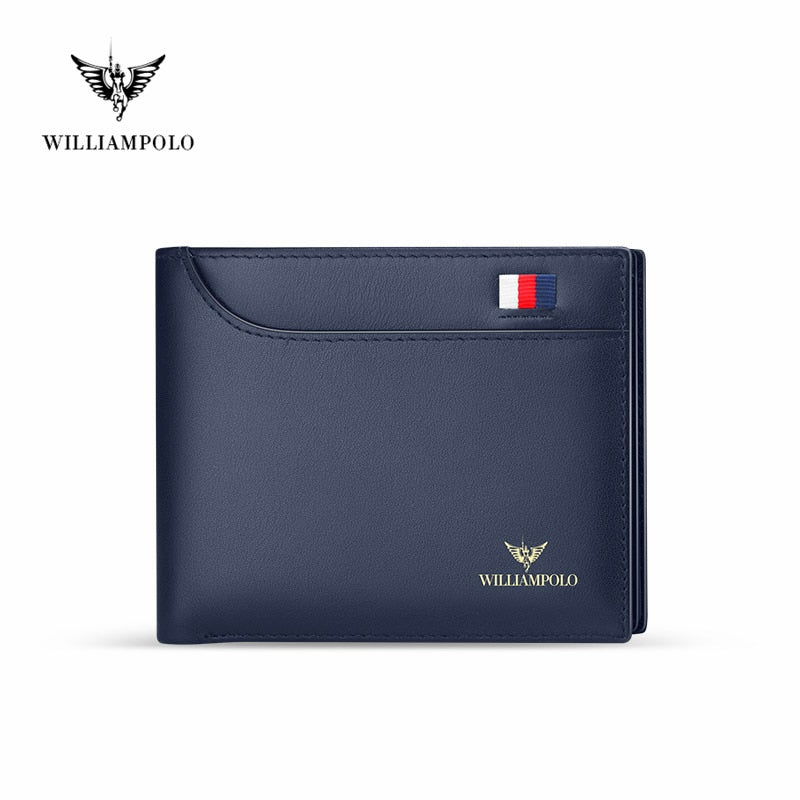 WILLIAMPOLO Luxury Brand Men‘s Wallet Casual Fashion Short Genuine Leather Wallet Card Holder Purse Slim Male Wallet